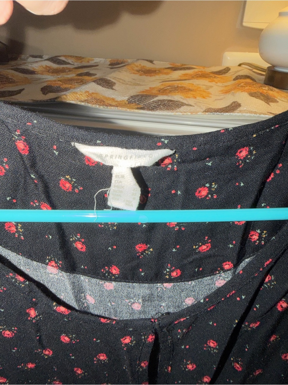 Women’s Secret Vintage Black Dress with Pink Floral Print - tie at waist, US12 - Picture 3 of 3